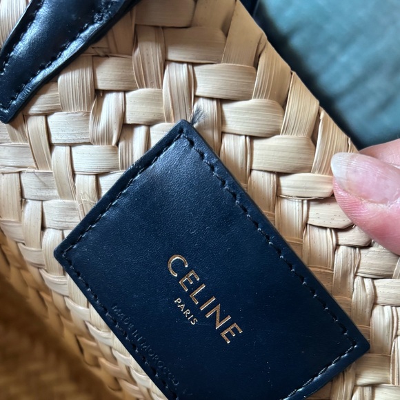 Celine Triomphe logo raffia tote shoulder bag large - Picture 8 of 15